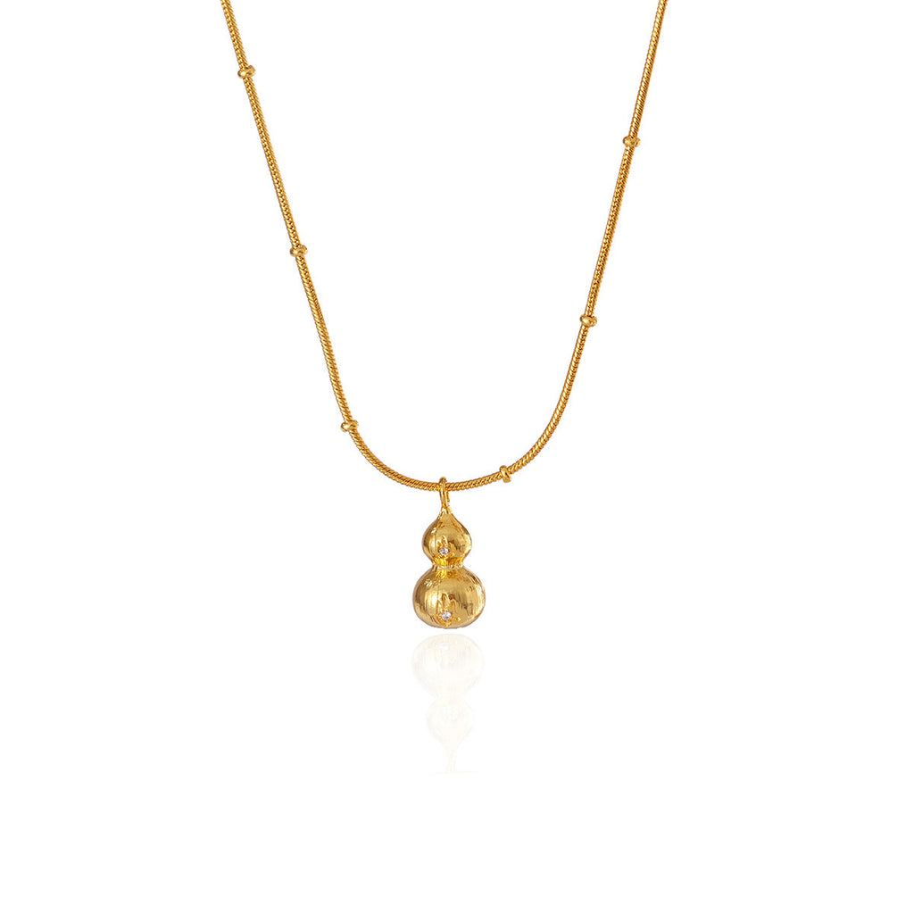 Gourd Necklace Xiaohongshu Gourd Gold Brushed Chinese Oriental Aesthetics Niche Design High-end Feel
