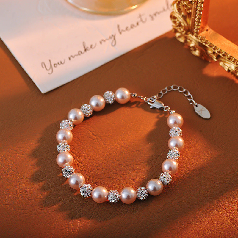 Fashionable Design Sense Girl Pearl Bracelet Female Niche Temperament Exquisite Sparkling Bracelet Necklace Jewelry Set Planet