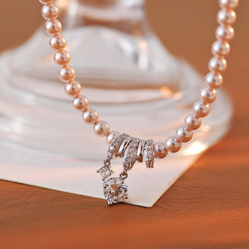 New Hot-Selling Pearl Zircon Necklace Light Luxury Niche Exquisite Choker Accessory High-End Clavicle Chain