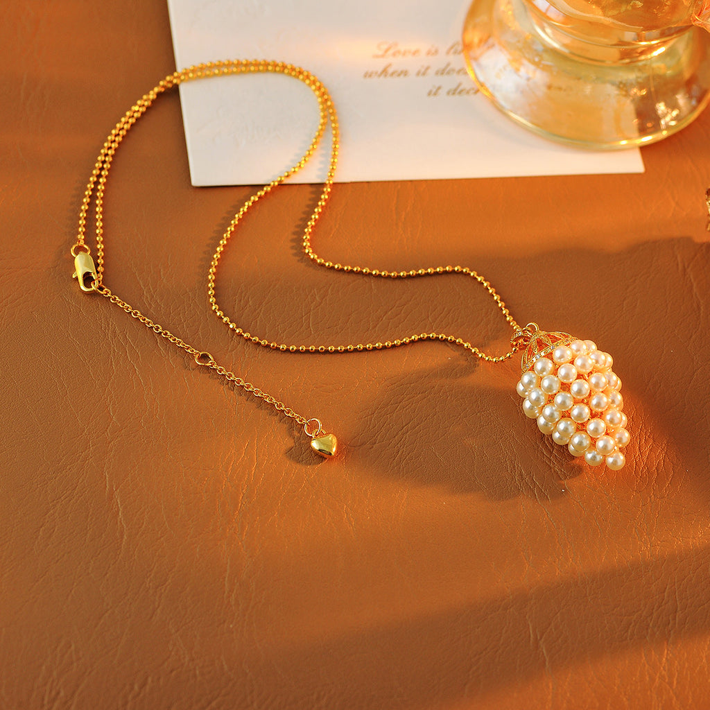 Pearl Popcorn Chain Necklace for Women, Light Luxury, High-End French Style, New Trendy Necklace