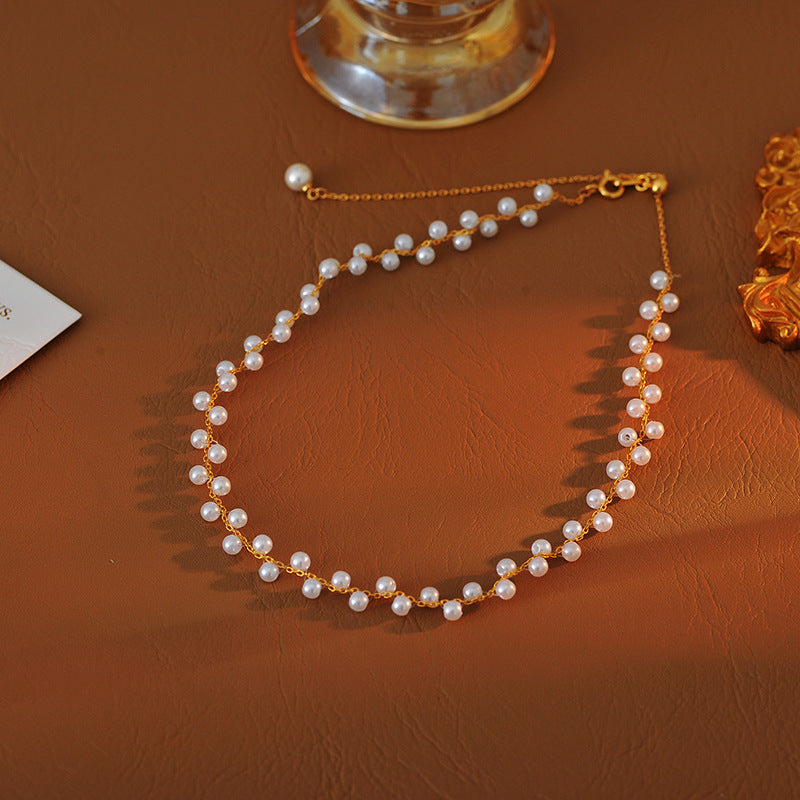 Floral Fashion Pearl Choker Necklace for Women New Hot Style Light Luxury High-end Clavicle Chain Short Accessories Trendy