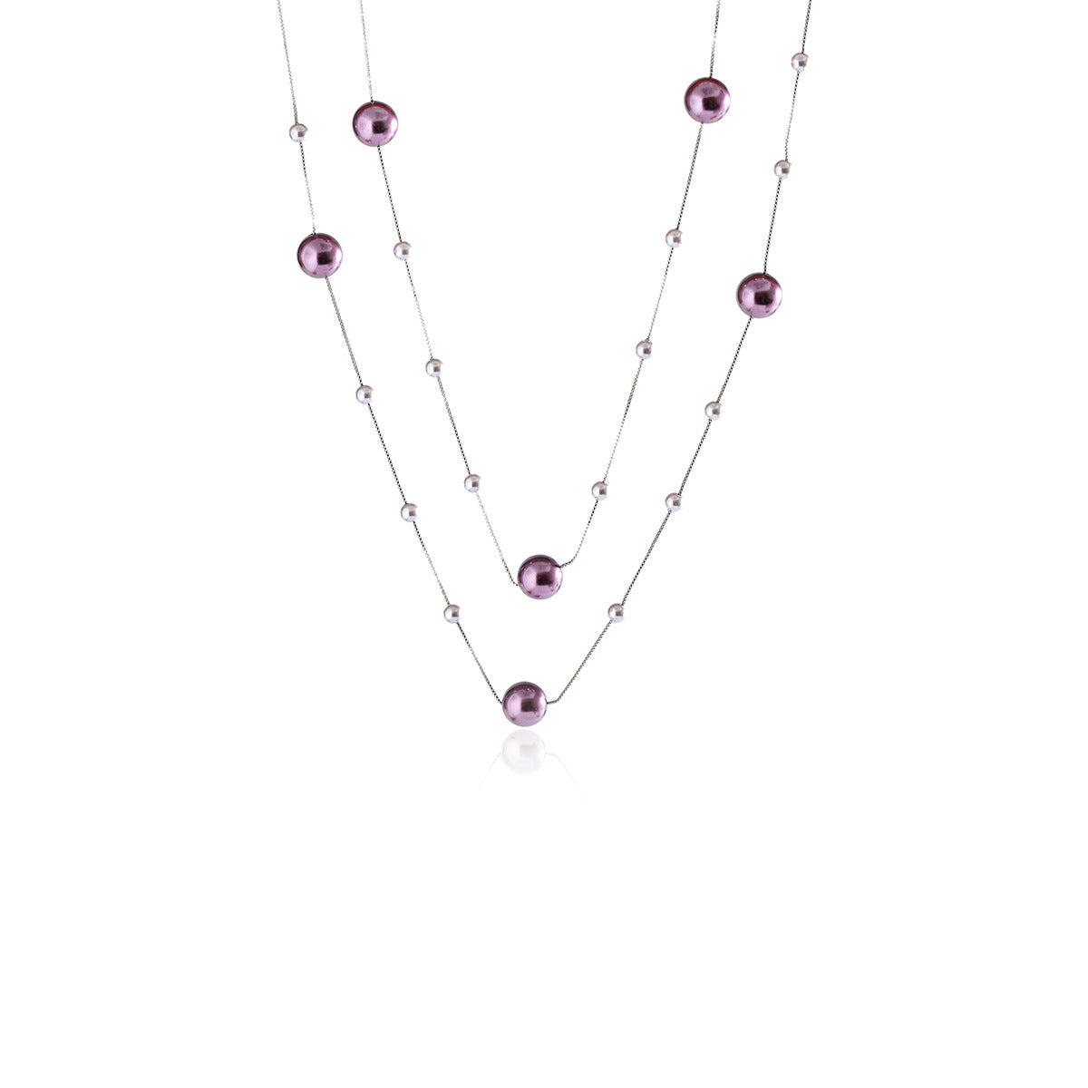 French Style Layered Long Purple Pearl Necklace Fashionable Elegant Light Luxury High-end Sweater Chain for Women