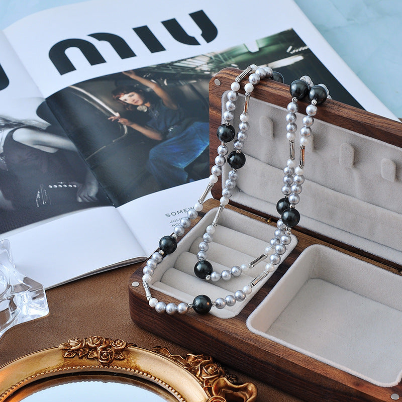 Pearl Beads Shijia Pearl Mixed Long Sweater Chain Simple Fashion Double Layer Overlay Multiple Wearing Methods