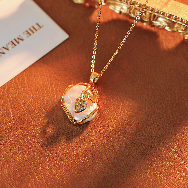 Natural Baroque Freshwater Pearl Pendant Necklace Earrings Ring Set 18K Gold Plated Niche Design Gift