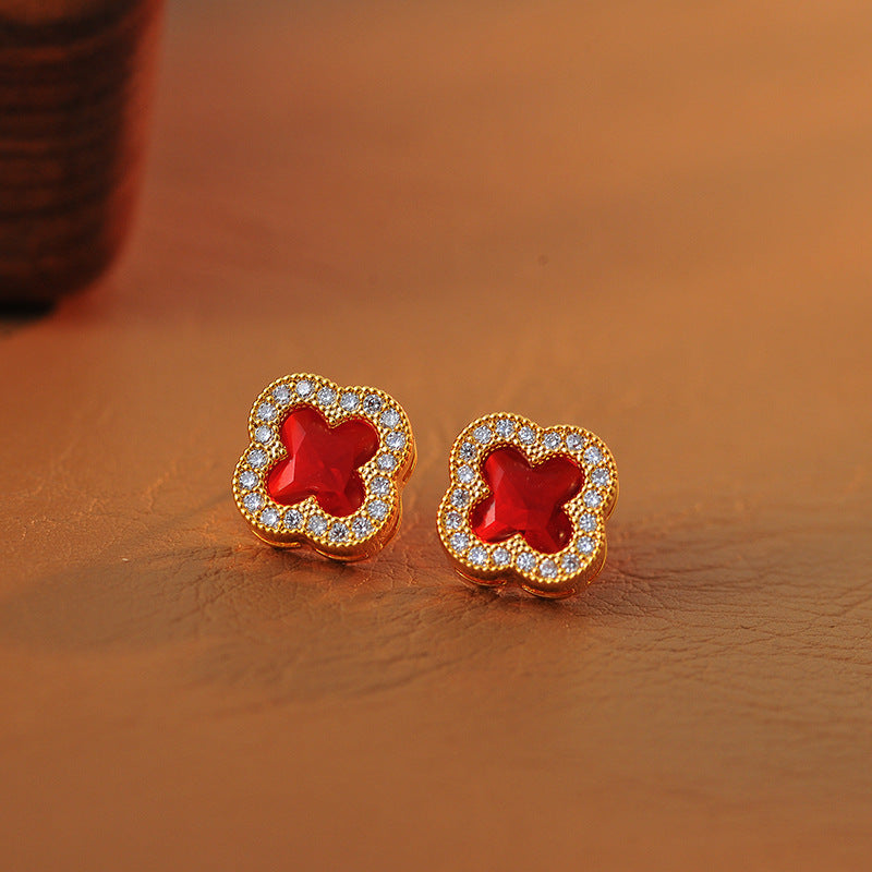 Korean Fashion Necklace Light Luxury Temperament Four-Leaf Clover Collarbone Chain Niche Design High-End Versatile Collarbone Chain