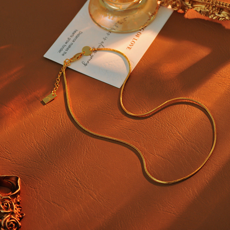 Interchangeable Pendant Fashion Simple Collarbone Chain Necklace Niche Light Luxury High-end Necklace Plain Chain Snake Bone Chain Necklace