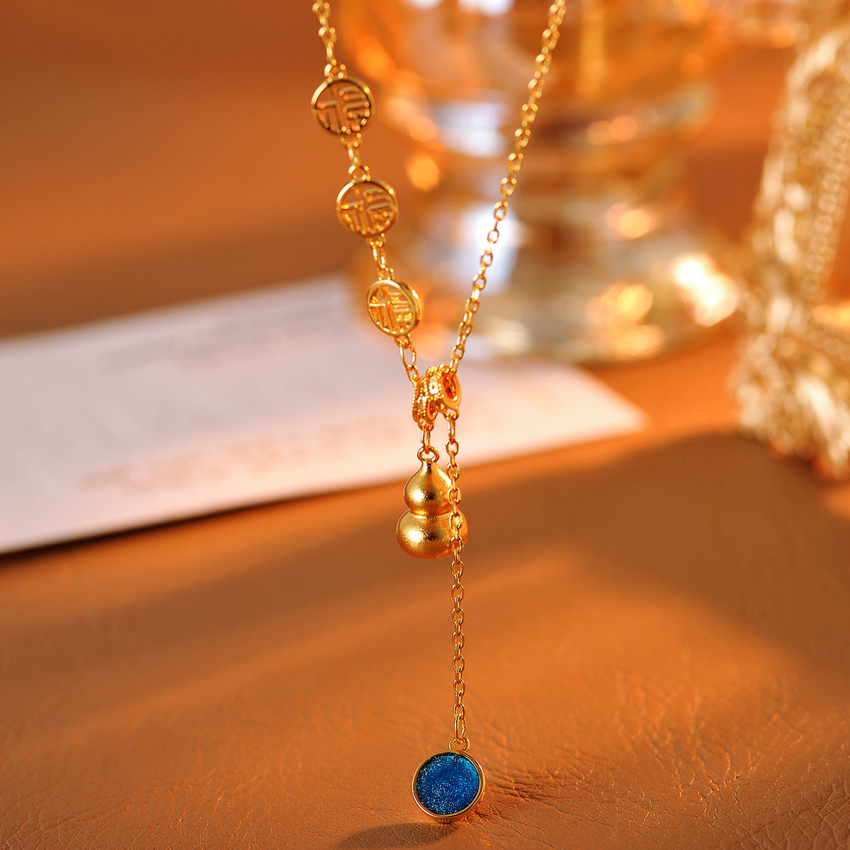 Gourd Necklace New Chinese Style Gourd Tassel Necklace Retro Light Luxury High-end Temperament Fortune Brand Collarbone Chain