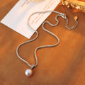 Universal Buckle Pearl Pendant Melad Braided Long Necklace Daily Versatile Decorative Chain Summer Women's Accessories