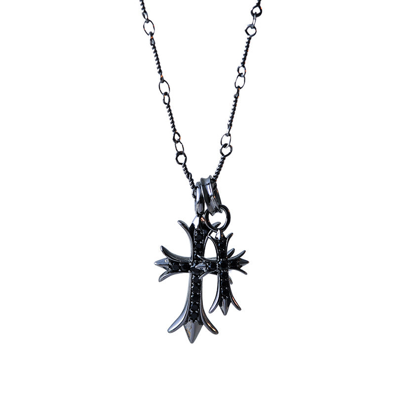 New Year's Double Cross Necklace Unisex Fashionable High-end Daily Versatile