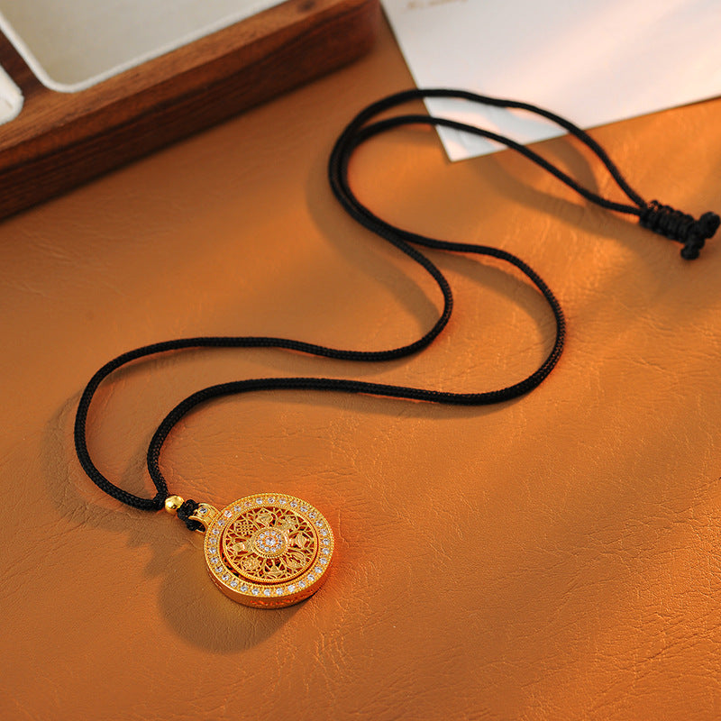 Eight Treasures Compass Necklace New Hot-Selling Pendant for Women New Chinese Style National Trend Pendant Woven Rope Black Rope Light Luxury