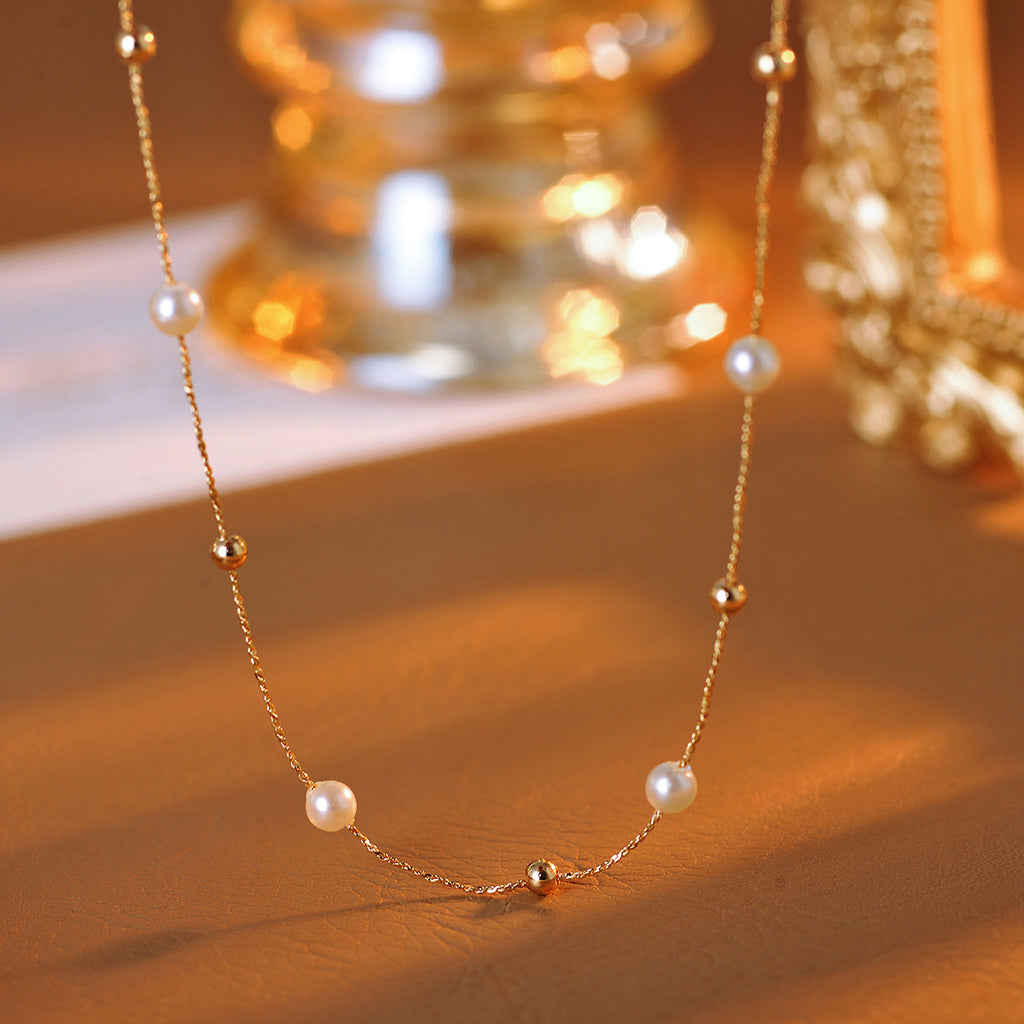 Gypsophila Pearl Necklace Xiaohongshu New Hot-Selling Light Luxury Small Rice Bead Collarbone Chain for Women with a Sense of Sophistication