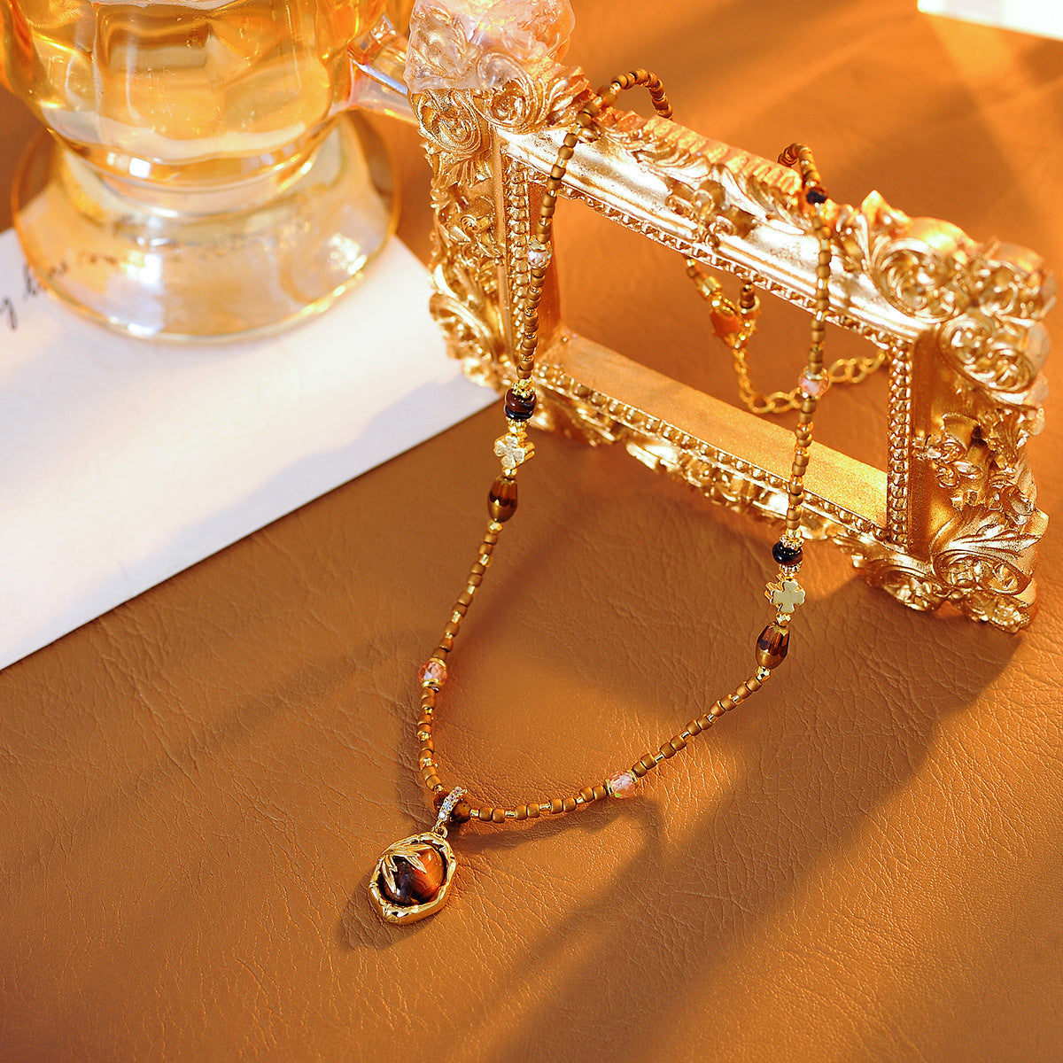 Elegant Accessories Melad Layered Beaded Natural Stone Necklace for Women 2025 New Hot-Selling Collarbone Chain Sweater Chain