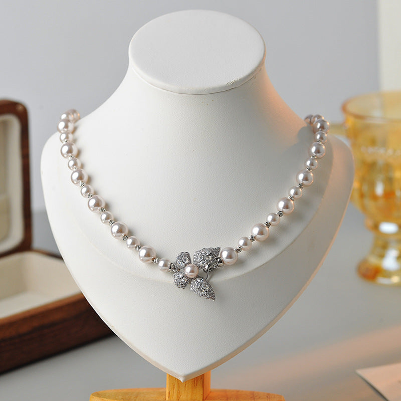 Autumn and Winter Must-Have Fashion Exquisite High-End New Manta Rose Pink Purple Pearl Butterfly Pendant Necklace Bracelet Earrings