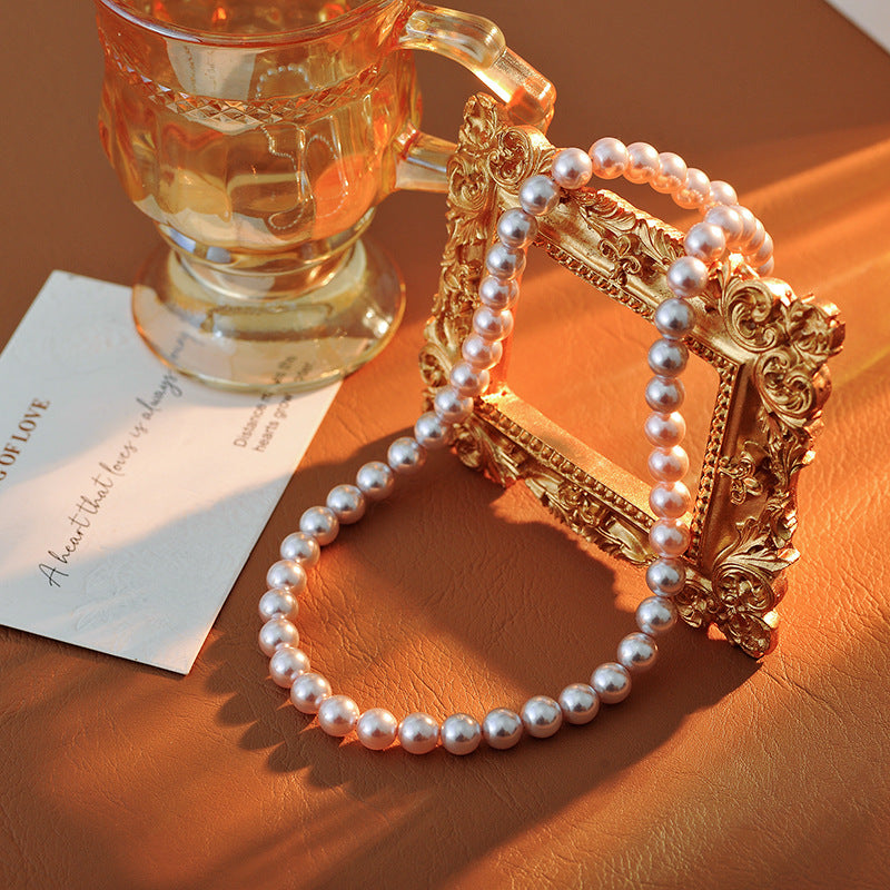 Imported Austrian Swarovski Round Strong Light Xiaomi Pearl Necklace for Women with Yuanbao Clasp Clavicle Chain Trendy Light Luxury