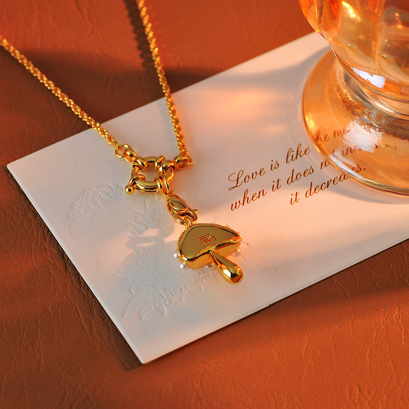 Unique Design Mushroom Cute Versatile Unique Forest Style Metal Texture Mushroom Pendant Necklace One Piece