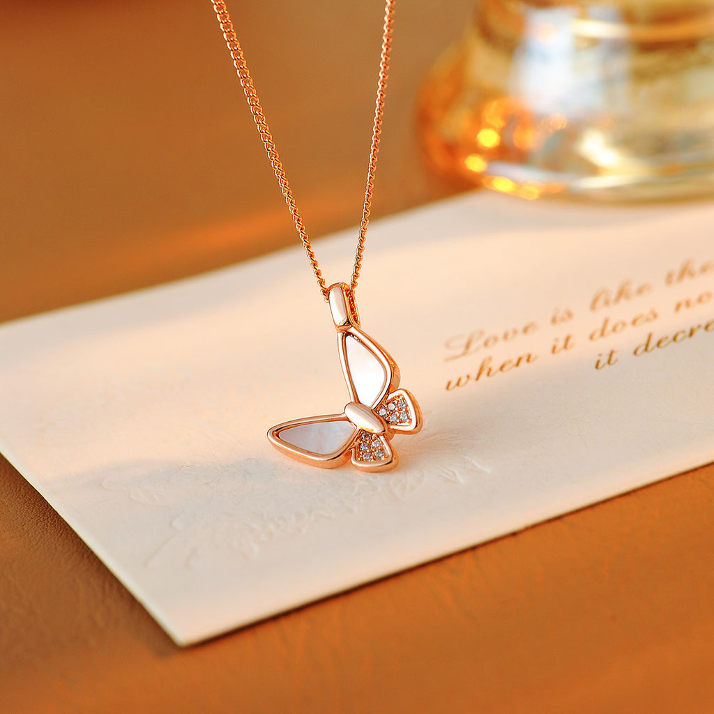 New Necklace for Women Shell Butterfly Necklace Niche Fashion Pendant Rose Gold Collarbone Chain Choker