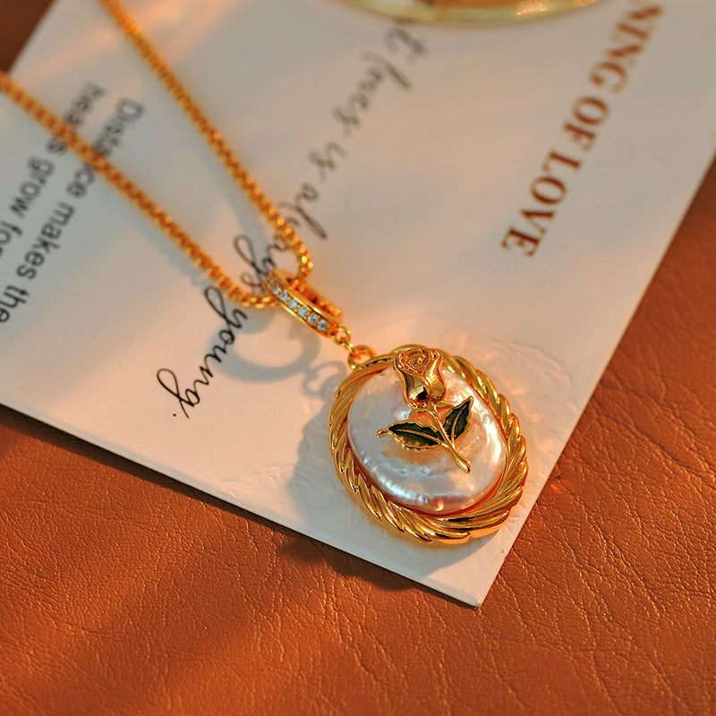 Tulip Pendant Natural Baroque Universal Clasp Pearl Necklace Light Luxury Niche High-End Elegant Sweater Choker