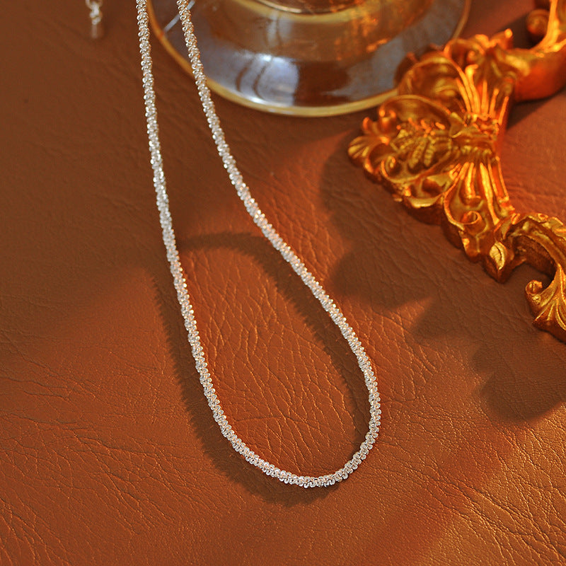 Italy VICENZA Niche Electroplated Palladium White K Sparkling Clavicle Chain Starry Sky Bare Chain Light Luxury