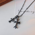 New Year's Double Cross Necklace Unisex Fashionable High-end Daily Versatile