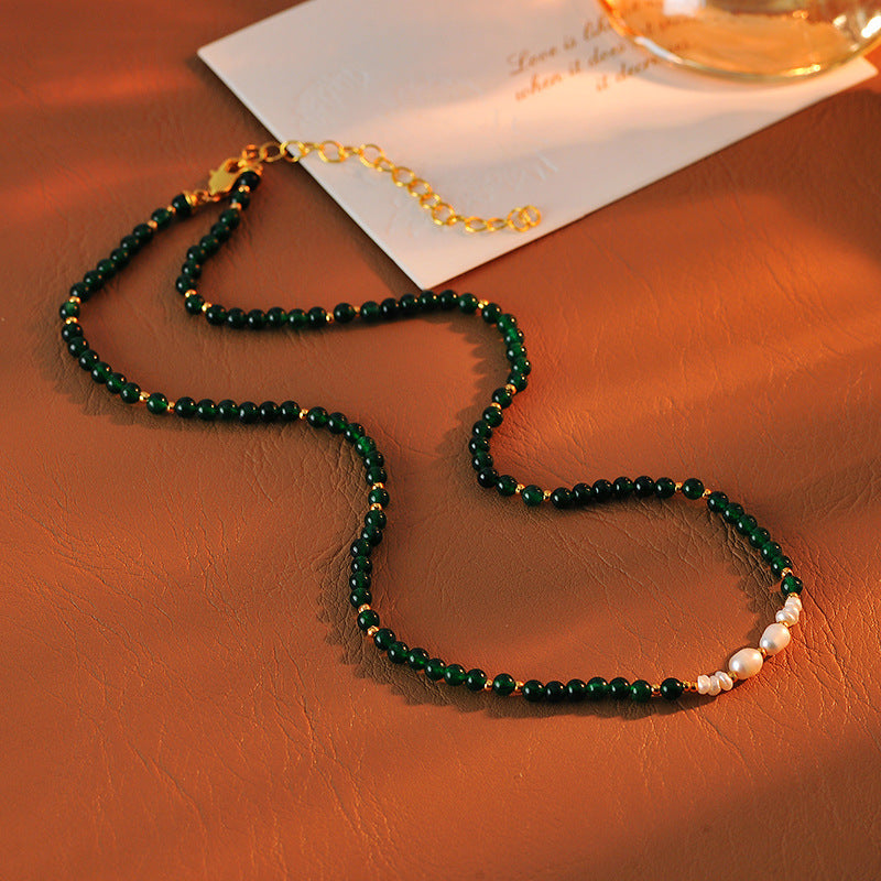 New Chinese Style Freshwater Pearl Natural Agate Stone Versatile Collarbone Chain New Chinese Style Daily Niche Retro High-end Necklace