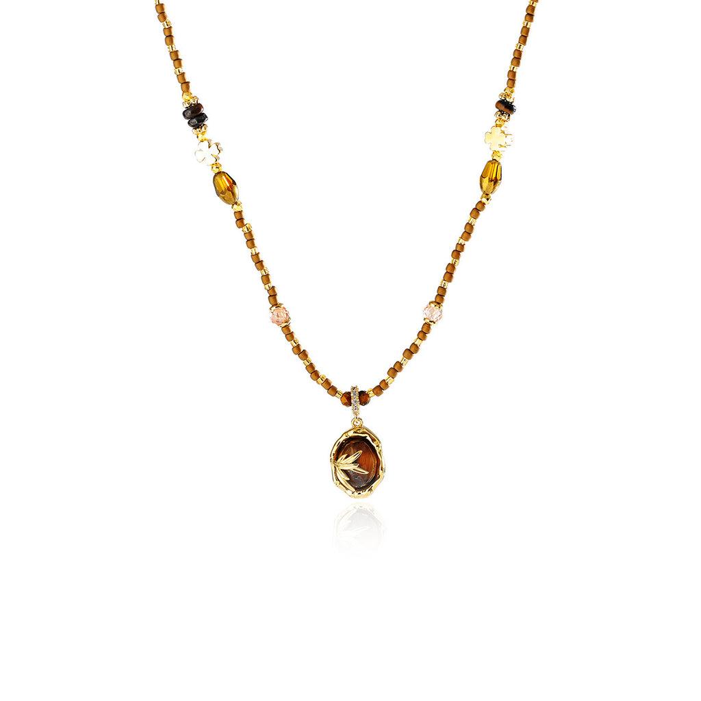 Elegant Accessories Melad Layered Beaded Natural Stone Necklace for Women 2025 New Hot-Selling Collarbone Chain Sweater Chain