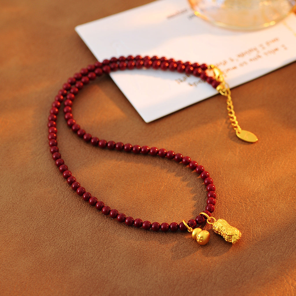 New Chinese Style Gourd Necklace for Women, New Hot-Selling High-End Light Luxury Niche Collarbone Chain Accessory