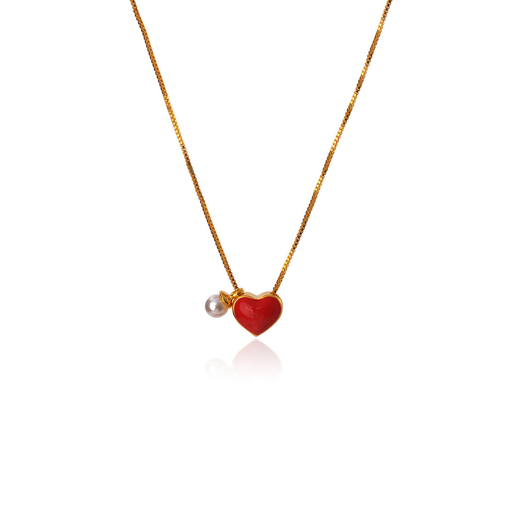 Real Gold Plated Heart Necklace Light Luxury Niche Heart Necklace One Chain Double Wear High-end Design Sense