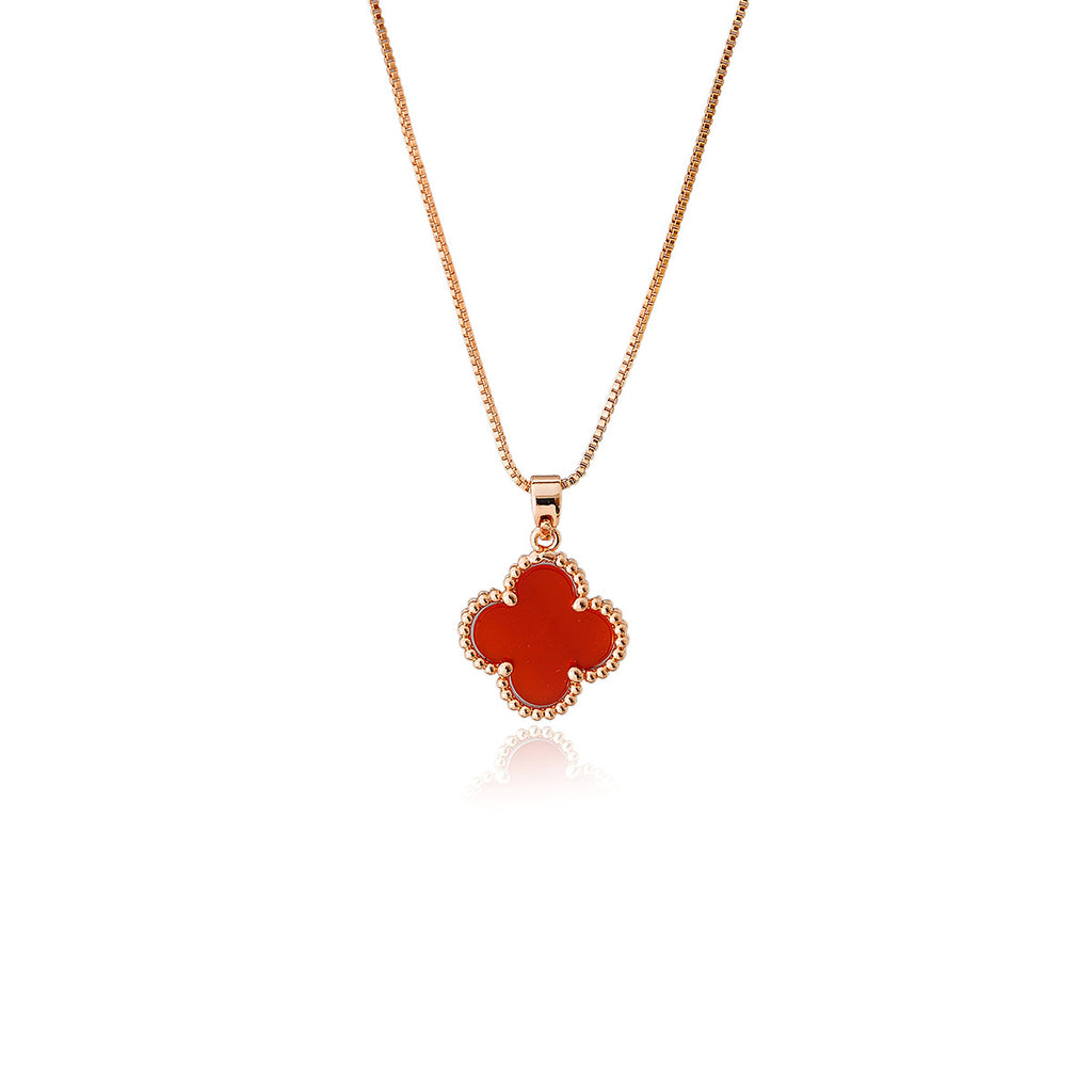 Red Four-Leaf Clover Necklace for Women 2025 New Natural Red Agate Collarbone Chain Light Luxury High-End Choker