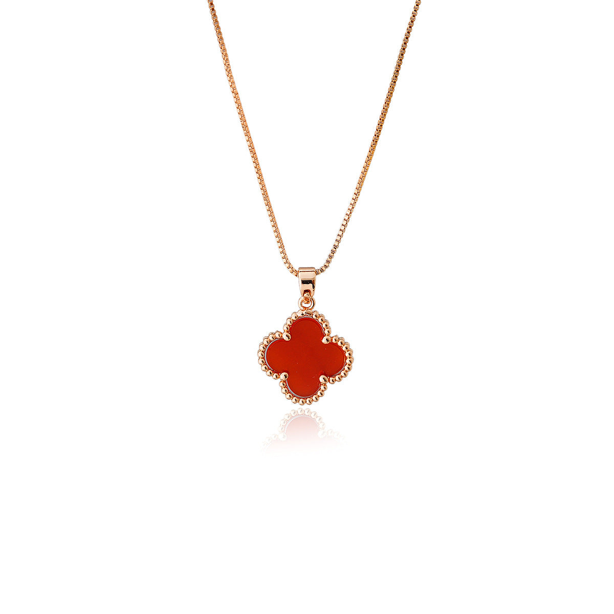Red Four-Leaf Clover Necklace for Women 2025 New Natural Red Agate Collarbone Chain Light Luxury High-End Choker