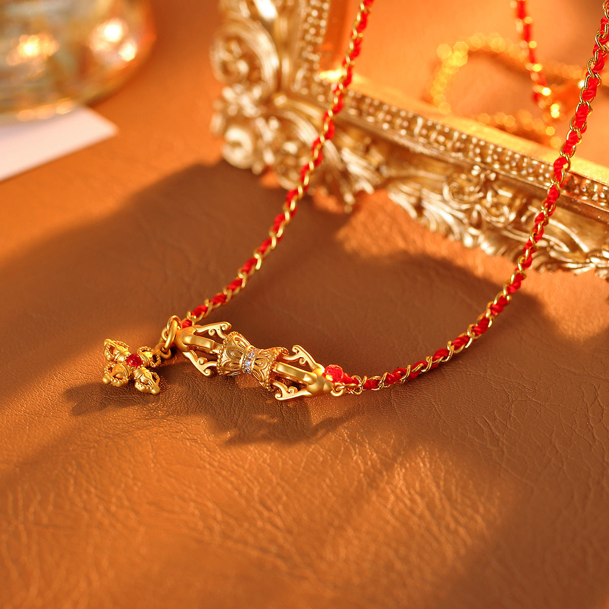 Red Rope Necklace Niche Original Design Woven Rope Necklace Ethnic Style Collarbone Chain High-end Feel