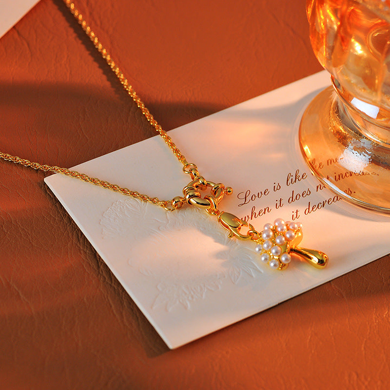 Unique Design Mushroom Cute Versatile Unique Forest Style Metal Texture Mushroom Pendant Necklace One Piece