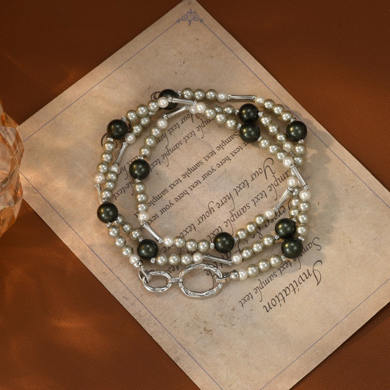 Ni Style Big Xi Imitation Black Pearl Necklace for Women, Light Luxury Elegant Collarbone Chain, Niche Design with High-End Feel Neck Chain