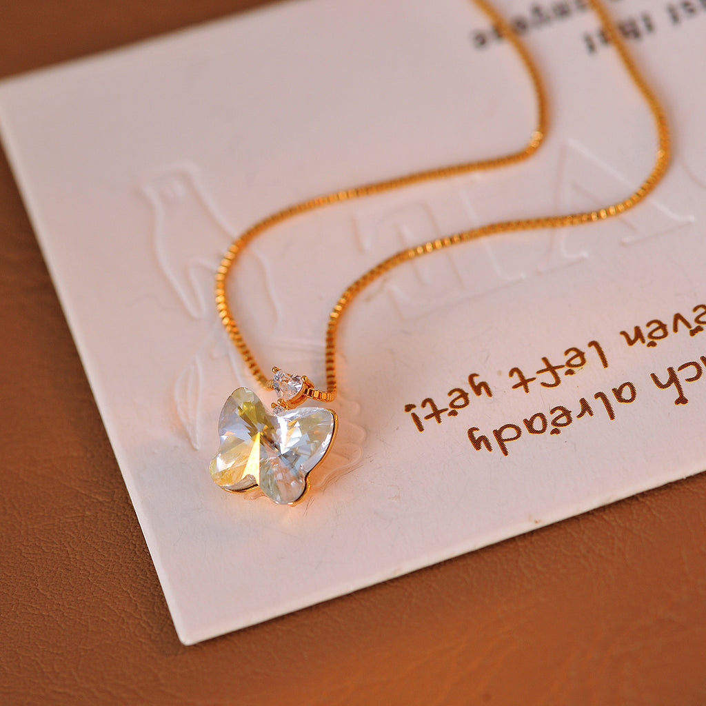Butterfly Necklace French Fairy Butterfly Necklace Exquisite Cute Sweet Simple Fashion Collarbone Chain