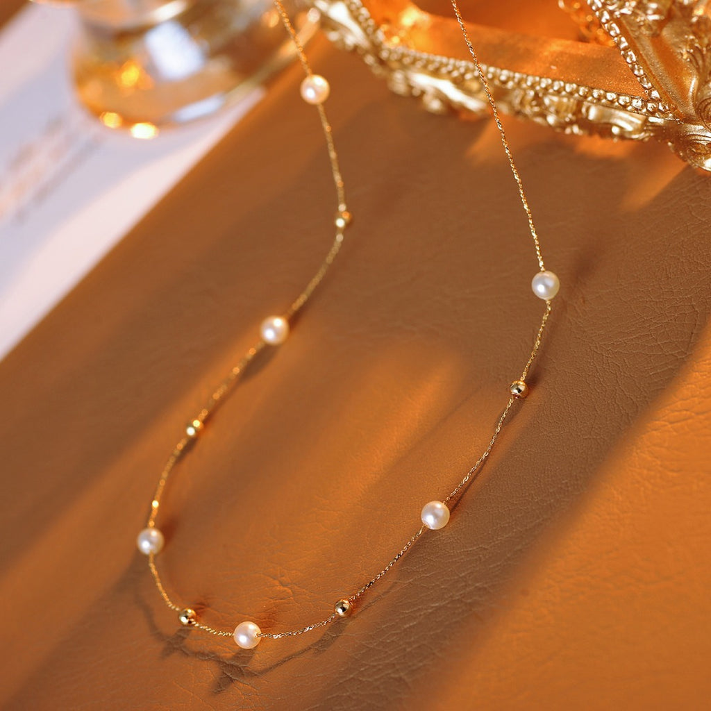 Gypsophila Pearl Necklace Xiaohongshu New Hot-Selling Light Luxury Small Rice Bead Collarbone Chain for Women with a Sense of Sophistication