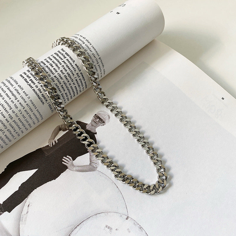 Fashionable Titanium Steel Thick Chain Necklace INS Internet Celebrity Metal Style Retro Choker Collarbone Chain Trend