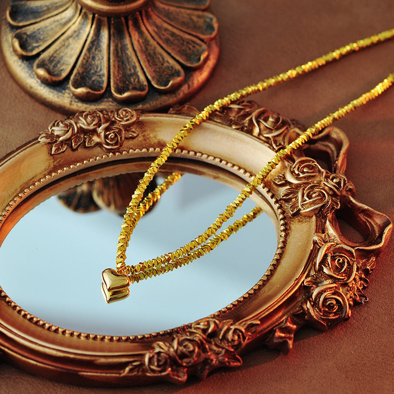 Little Red Book Same Style Broken Silver Heart Necklace Niche Design Fashion Trendy Elegant High-end Feel A10192