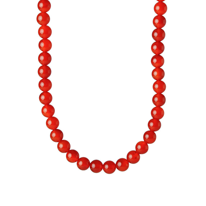 New Chinese Style Natural Red Agate Beaded Necklace Accessories for Women, New Hot-Selling High-End Collarbone Choker
