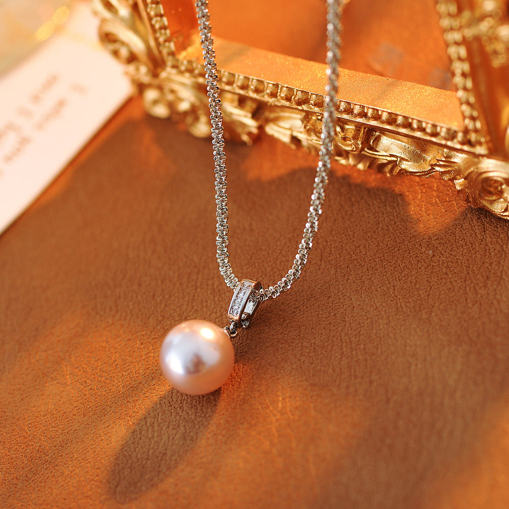 Universal Buckle Pearl Pendant Melad Braided Long Necklace Daily Versatile Decorative Chain Summer Women's Accessories