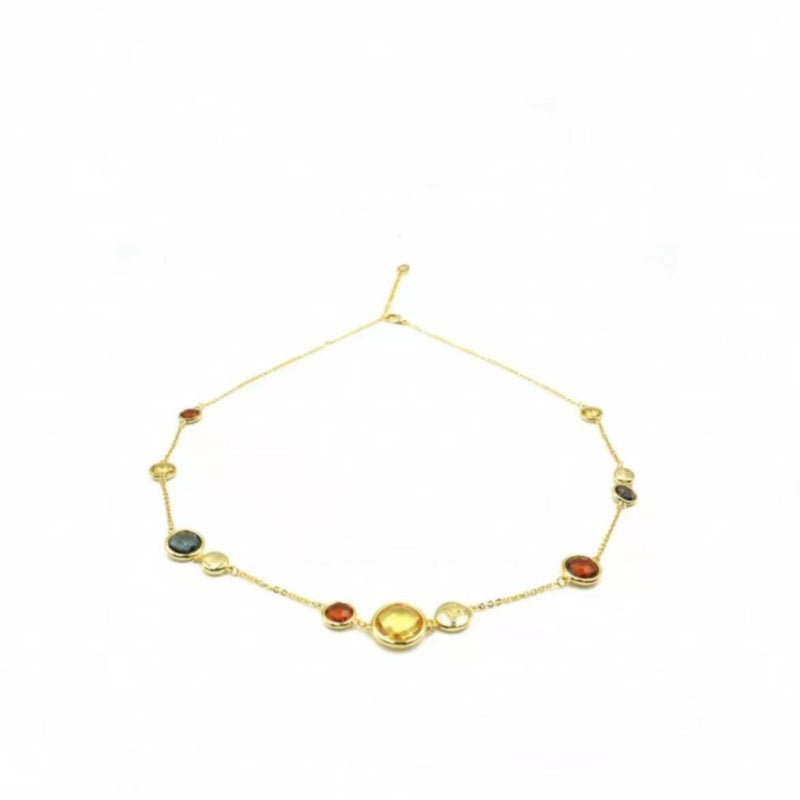 European and American Niche Colorful Faceted Artificial Crystal Necklace Versatile Geometric Sexy Collarbone Chain Choker for Women