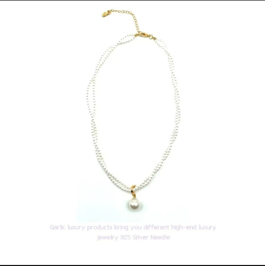 Xiaomi Pearl Double Layer Stacked Imitation Pearl Necklace Non-Fading Women Summer Versatile High-End Collarbone Choker