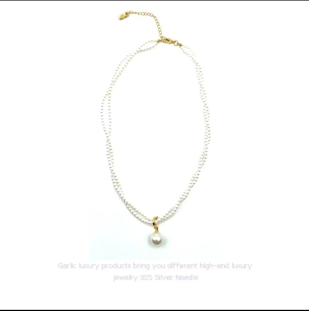 Xiaomi Pearl Double Layer Stacked Imitation Pearl Necklace Non-Fading Women Summer Versatile High-End Collarbone Choker