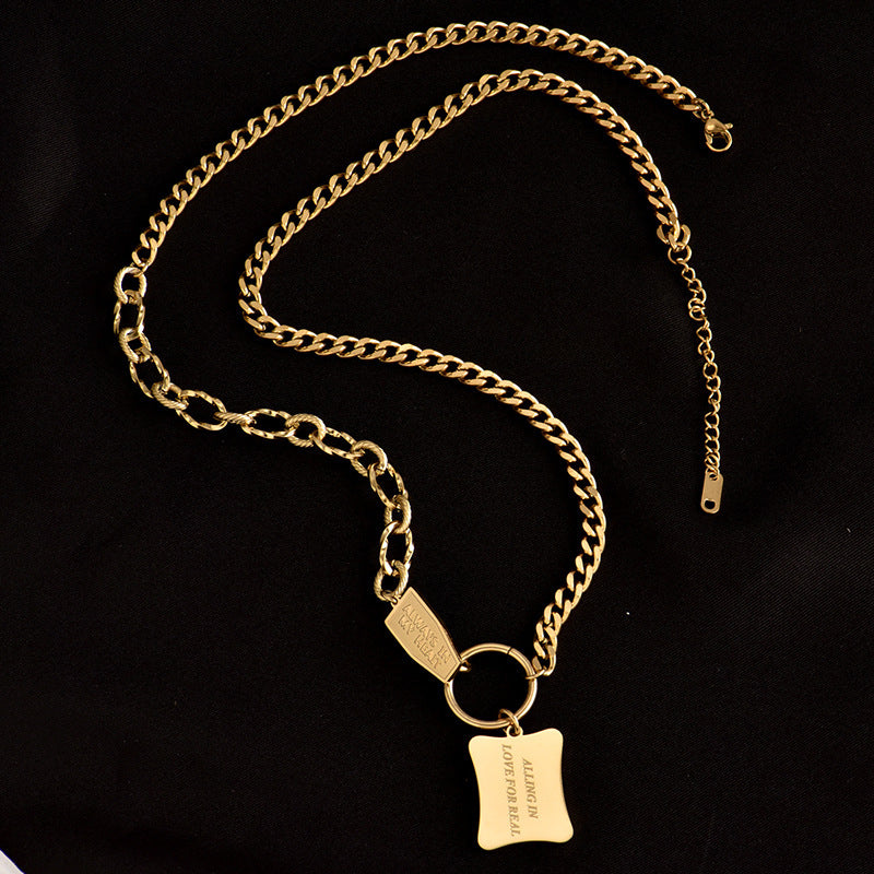 Titanium Steel New Hip-Hop Sweater Chain for Women Trendy Unisex Street Dance European and American Couple Niche Design Ins Necklace Trend