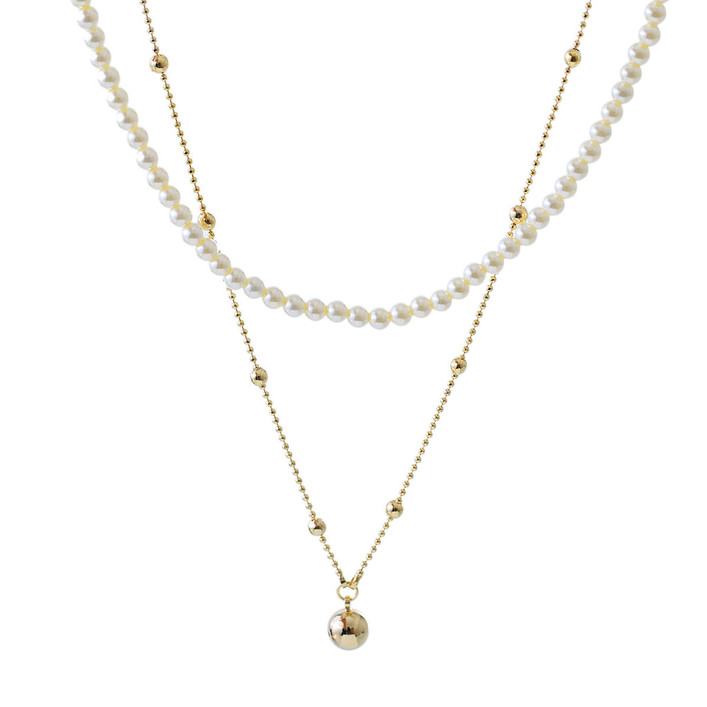 2023 New Simple Elegant Pearl Necklace for Women Summer Versatile Collarbone Chain Light Luxury Niche Neck Chain Double Layer Accessory