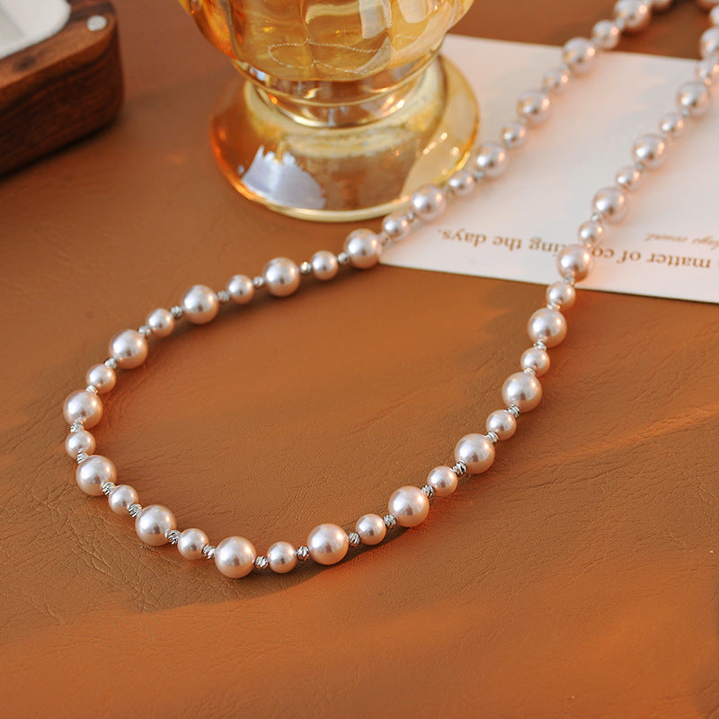 Manta Rose Purple Pink Pearl Fragment Silver Bracelet for Women, Niche Design, High-End Luxury Bracelet, Elegant Socialite Jewelry