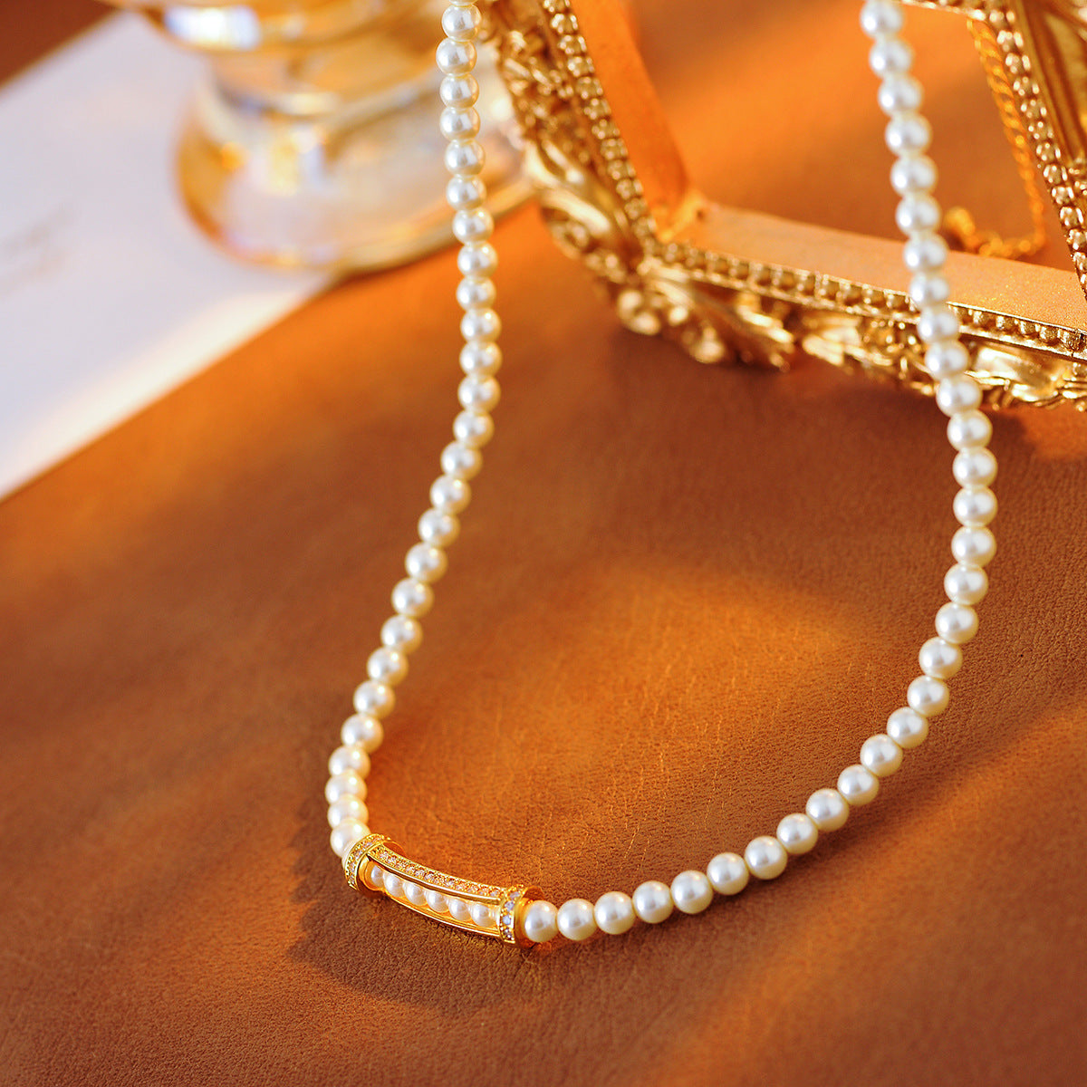 Brilliant Wind and Sea Wheat Song Chen Haoyu Same Style Necklace Fashion Pearl Collarbone Chain Personality Temperament Choker for Women