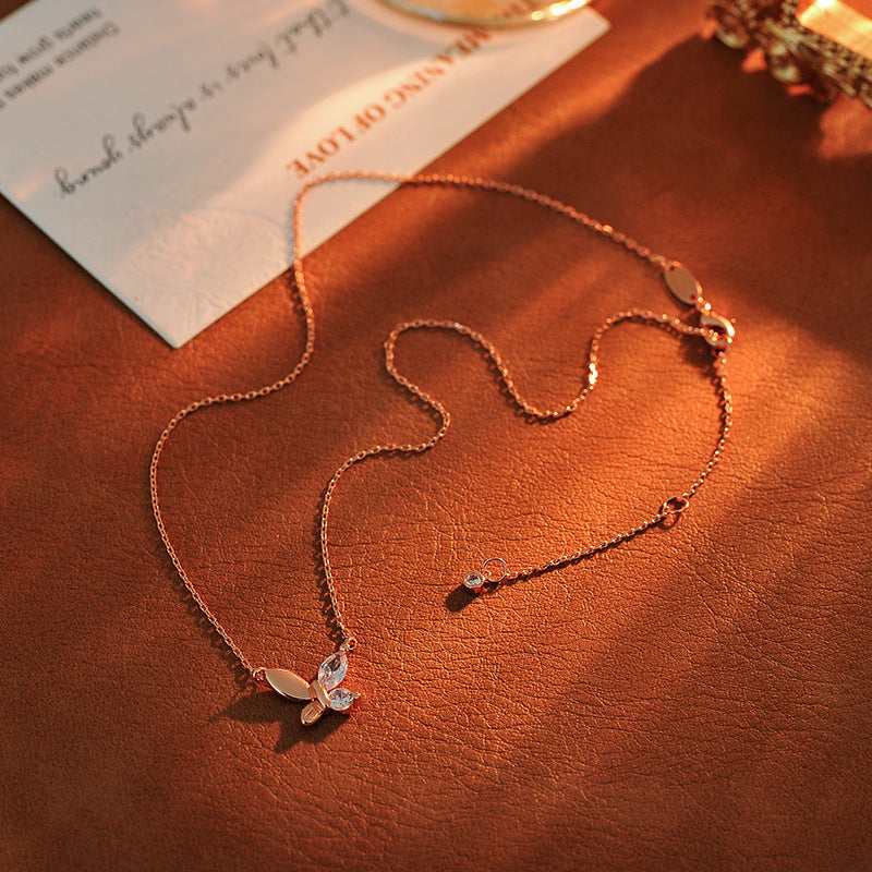 New Fashionable Light Luxury Elegant Fresh Sweet Zircon Inlaid Butterfly Shape Niche Women's Earrings