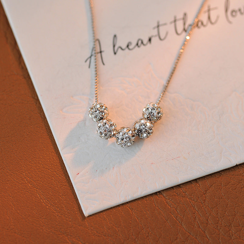 Crystal Ball Necklace for Women, High-end Necklace with Light Luxury Design, Niche Collarbone Chain, Fashionable and Elegant Jewelry