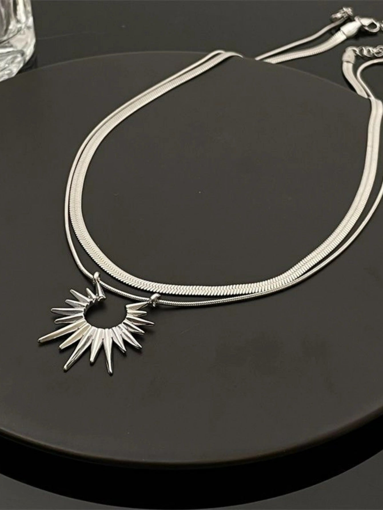 Titanium Steel Double Layer Stacked Collarbone Chain New Hot-Selling Sun God Light Luxury Niche High-End Spring Summer Women's Necklace
