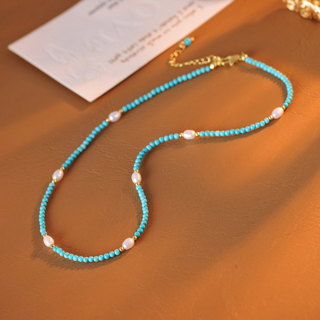 Vintage Green Beaded Freshwater Pearl Necklace New Hot-Selling Collarbone Chain Light Luxury Niche Design Choker