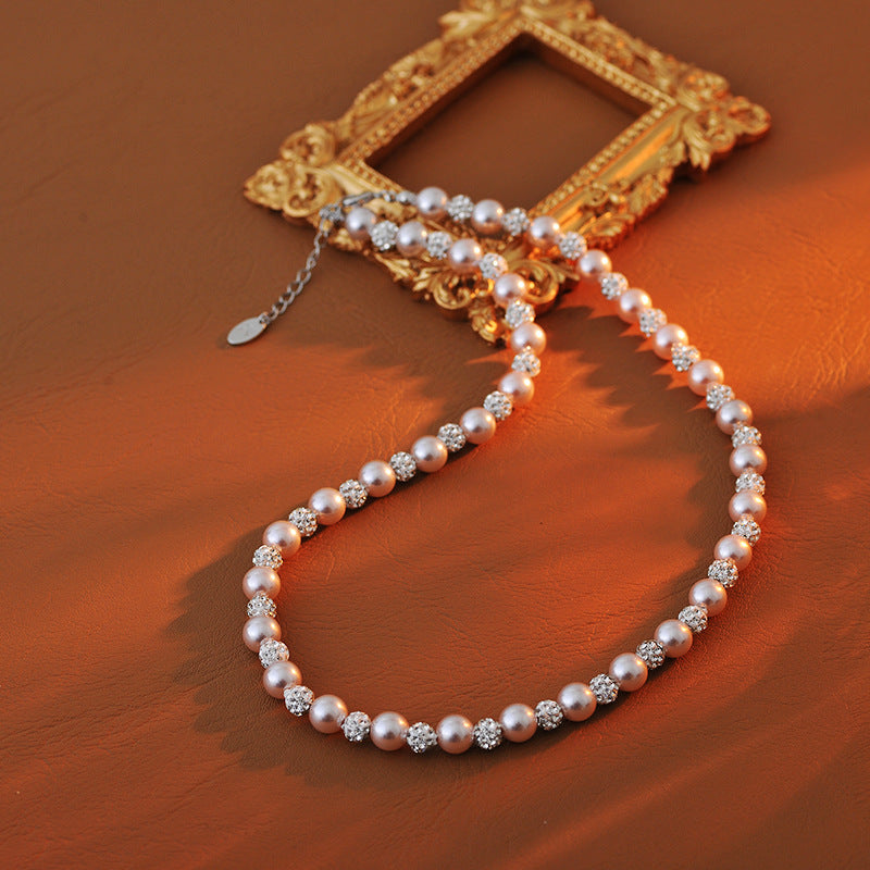 Fashionable Design Sense Girl Pearl Bracelet Female Niche Temperament Exquisite Sparkling Bracelet Necklace Jewelry Set Planet